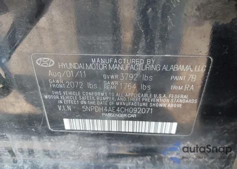 2012 Hyundai Elantra Gls из США, поврежденный, VIN 5NPDH4AE4CH092071